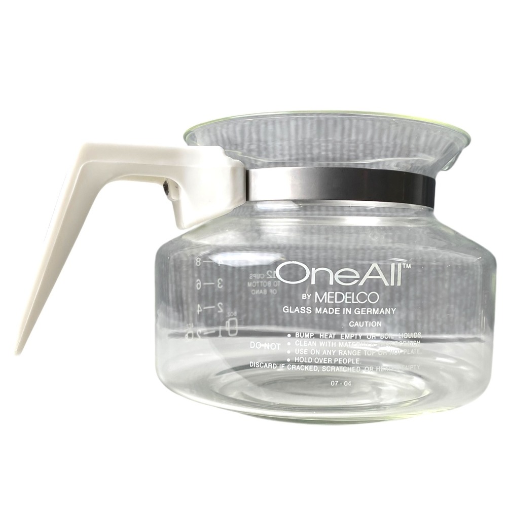 Medelco OneAll Universal 12 Cup‎ Glass Coffee Carafe Replacement White Handle